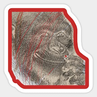 The Enigma Ape: An Uncanny Gorilla Meme Template Sticker